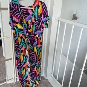 City Chic Multicolor Leaf Print Maxi Dress